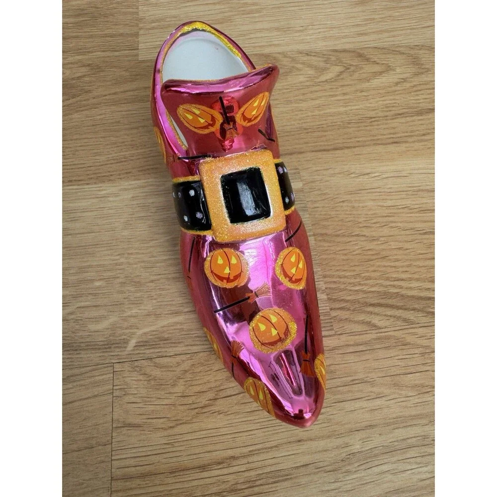 Christopher Radko‎ Foot Fright Pumpkins Halloween Witch Shoe Candy Dish
